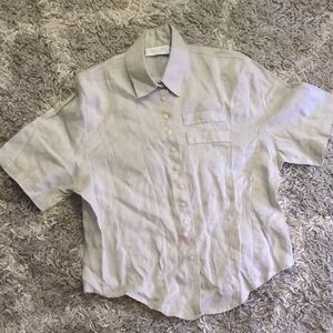 Marco Pecci Couture 36 Oatmeal Linen Button Up Shirt Lots Of Buttons Details